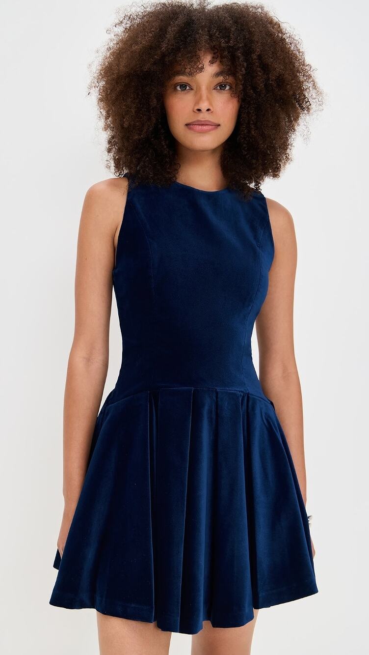Alice + Olivia Womens Adley Drop Waist Mini Dress in Dark Midnight blue 8